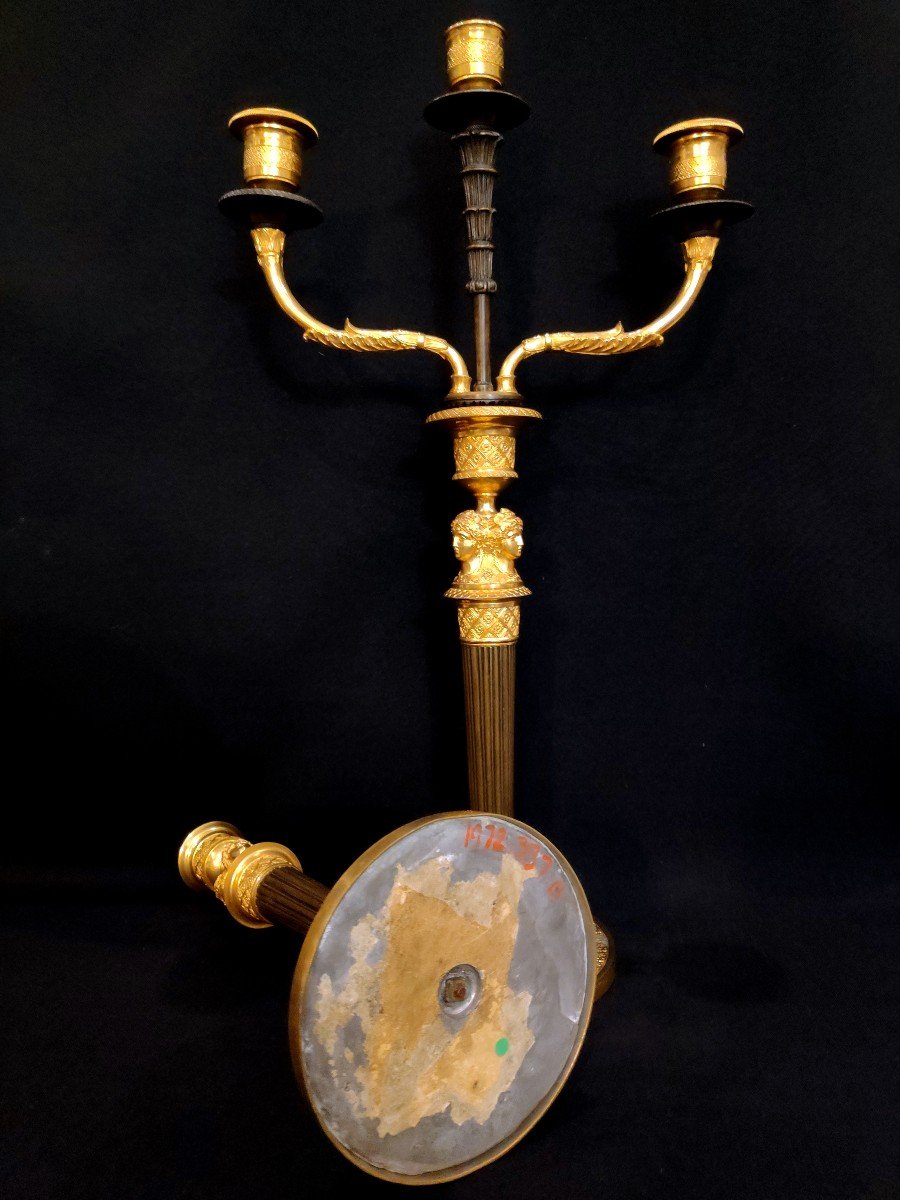 Claude Galle (1759-1815), Rare Pair Of Candelabra Mounted Torches, Empire-photo-3