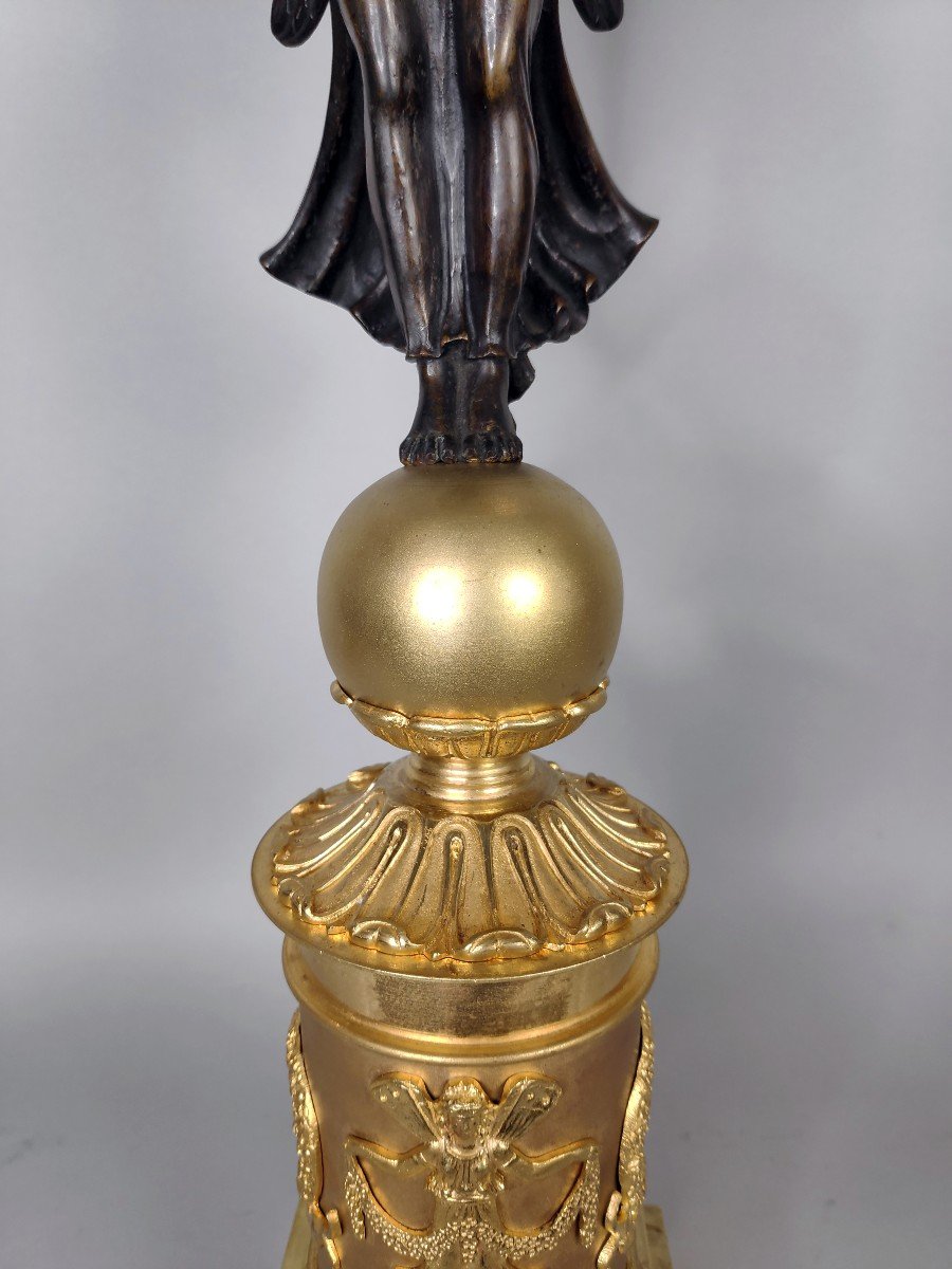 Beautiful Pair Of Candelabra With Winged Victories, Restoration Period-photo-6