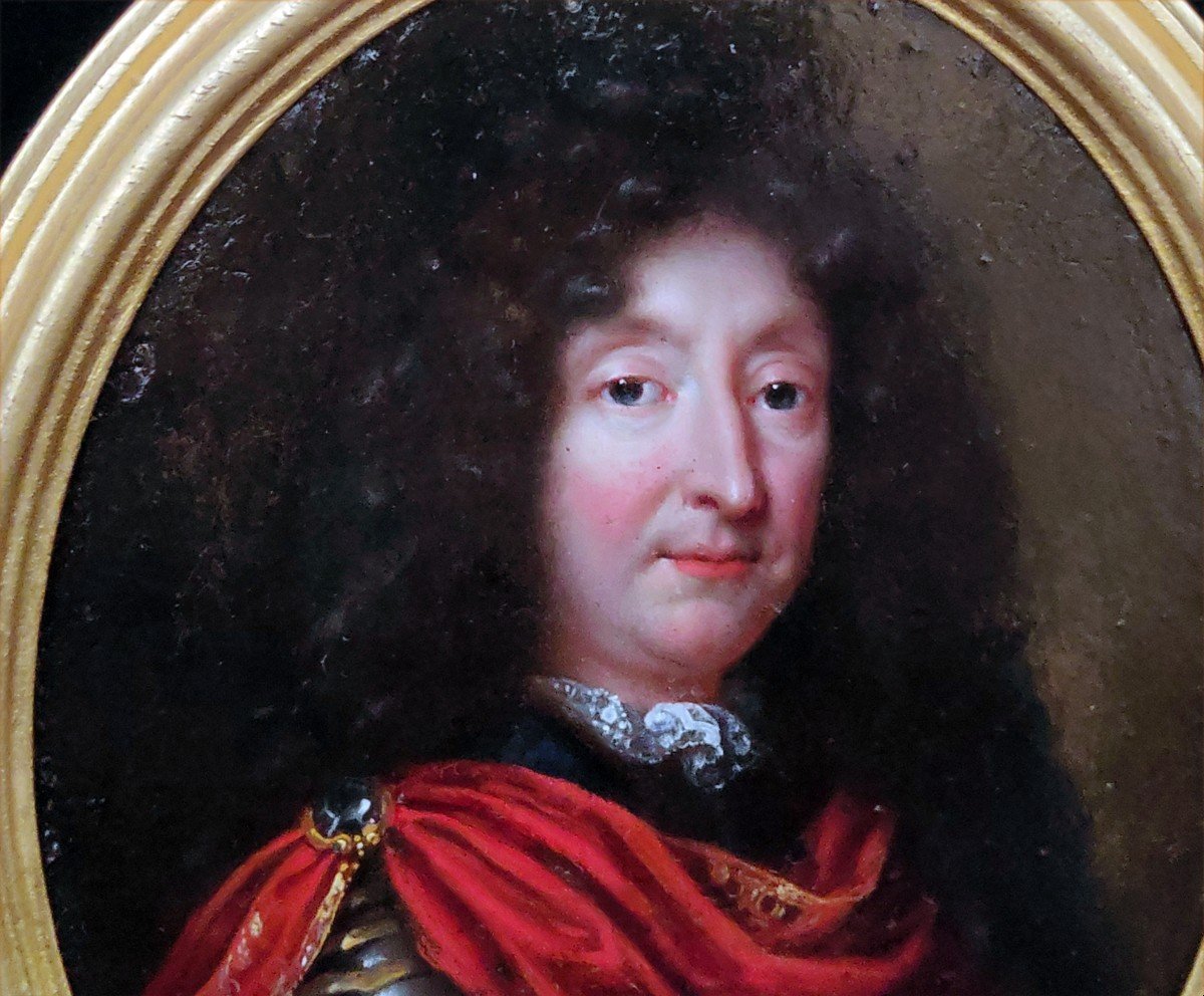 Suiveur De Pierre Mignard (1612-1695) , Portrait De Louis XIV âgé, XVIIème Siècle-photo-3