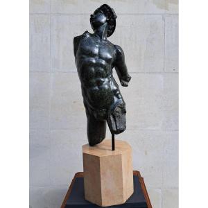 Jean De Bologne (1529-1608) d'Après, Mercure En Marbre Serpentine, Grand Tour XIXeme Siècle