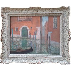 Sigismond Jeanes (1863-1952) Vue d'Une Gondole à Venise