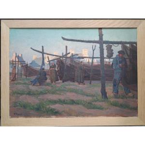 Pierre Agnès (1898-1964), Des ramendeurs du pays Bigouden, 1925