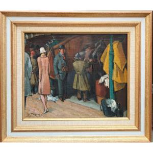 Maurice Taquoy (1878-1952), l'élégante en visitant les chevaux avant course