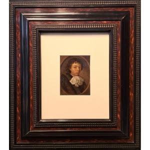 Ecole Européenne du XVIIème siècle, portrait de jeune homme, cuivre