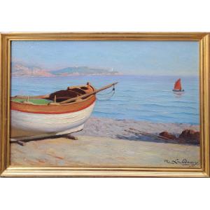 Maurice La Bany (1880-1960), Boat In Front Of Villefranche