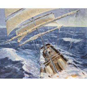 Pierre Bernay (born In 1963), The Three-masted Ship In The Storm, Oil