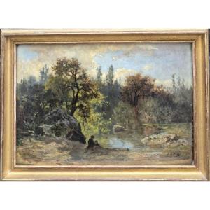 Eugène Frey (1863-1938), The Painter Before The Landscape, Oil On Paper