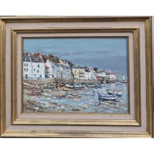 Jean Rigaud (1912-1999) - Belle-île Sauzon, le port à marée basse