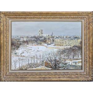 Jean Rigaud (1912-1999) - Paris le jardin du Luxembourg sous la neige, Sénat