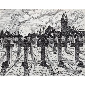 Léon Dugand (1878-1974) Le déclin de l'astre - Hitler soleil couchant, Encre
