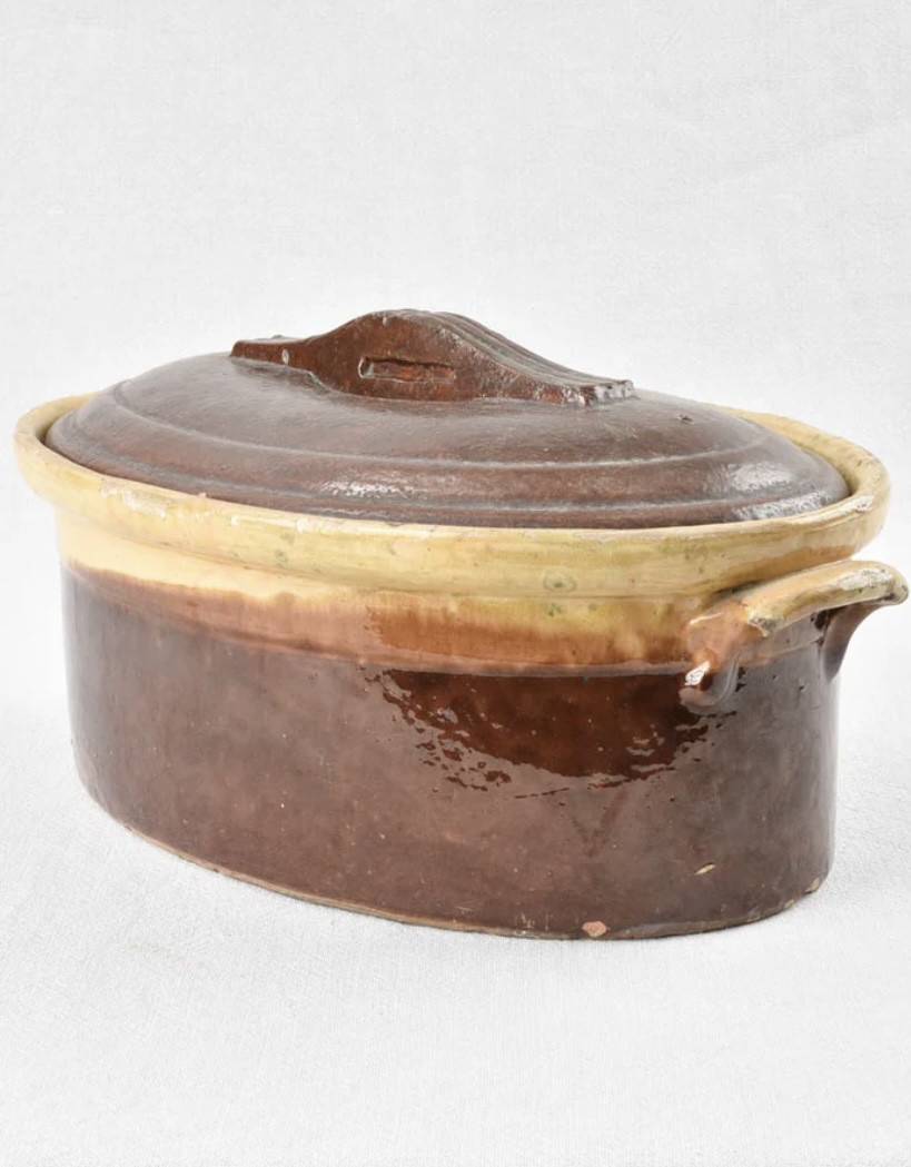 Grande Terrine en Terre cuite vernissée début 20 ème -photo-2