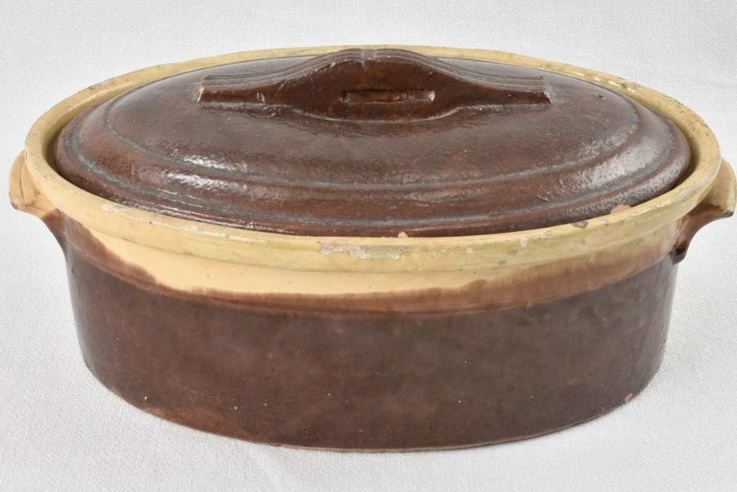 Grande Terrine en Terre cuite vernissée début 20 ème -photo-5
