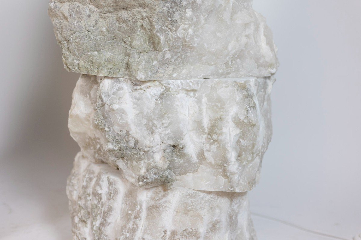 Pair Of Lamps In Alabaster, Contemporary Work, Ls54051756b-photo-1