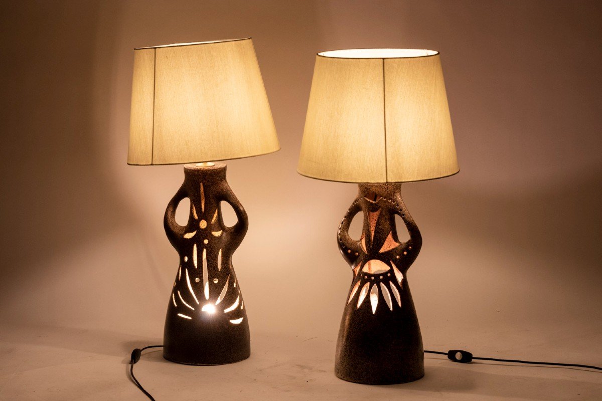 Bastian Le Pemp, Pair Of Lamps In Terracotta, 1970s, Ls5468304d-photo-2