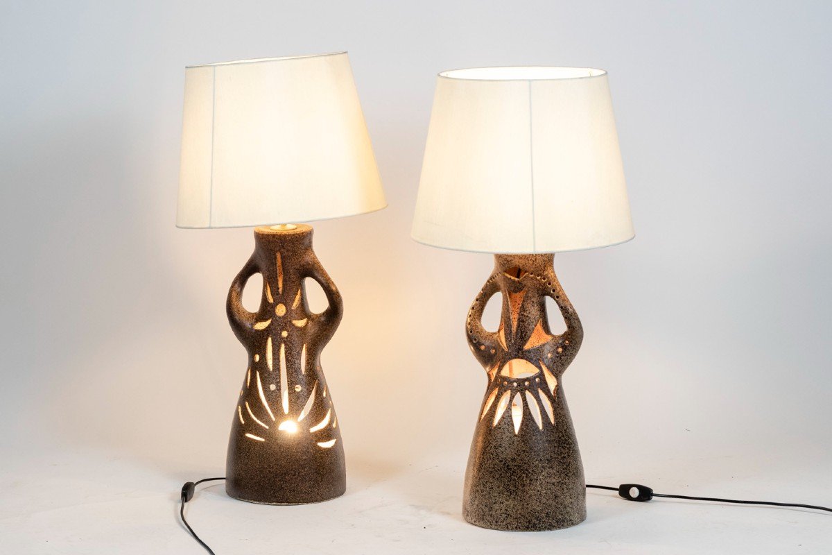 Bastian Le Pemp, Pair Of Lamps In Terracotta, 1970s, Ls5468304d-photo-3