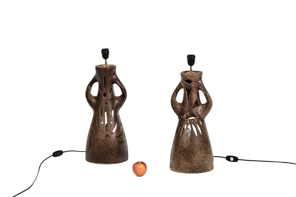 Bastian Le Pemp, Pair Of Lamps In Terracotta, 1970s, Ls5468304d-photo-8