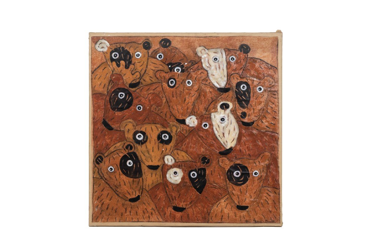 Hervé Maury, Tableau Figurant Des Ours, Travail Contemporain, LS5475203C