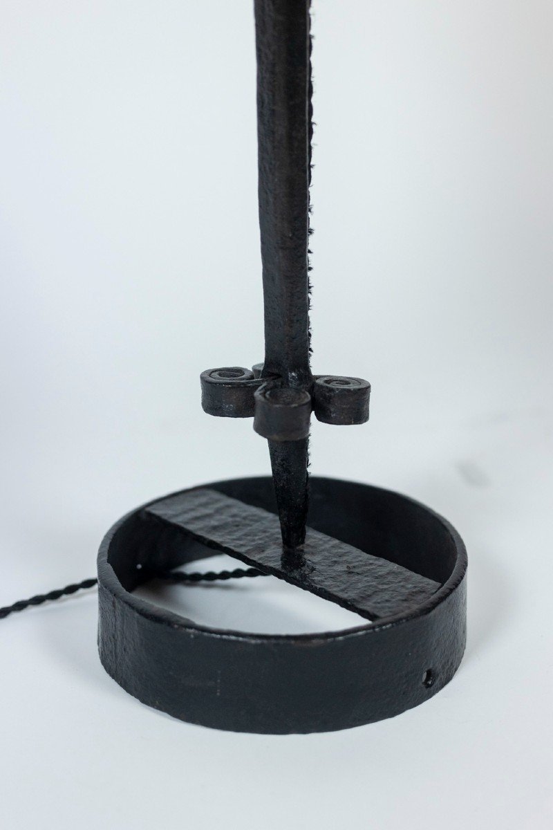 Jean Touret, Lampe En Fer Forgé, Années 1950, LS5538104D-photo-5