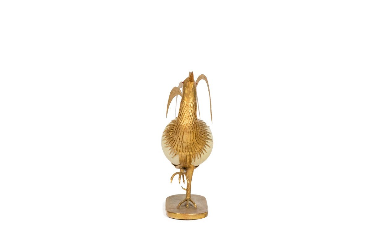 Coq En Oeuf D’autruche Et Laiton Doré, Années 1970, Ls5591125d-photo-3