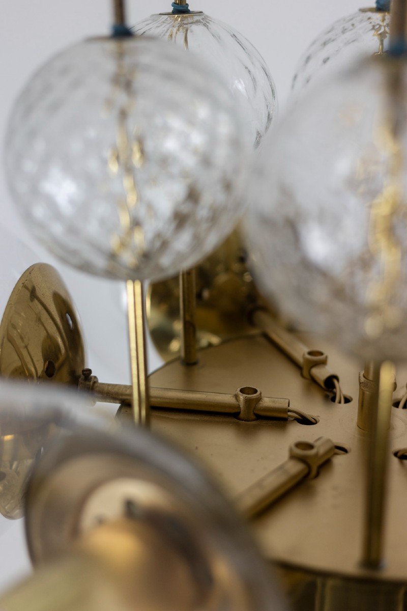 Chandelier In Golden Brass And Blown Glass, 1970s, Ls56693600a-photo-5