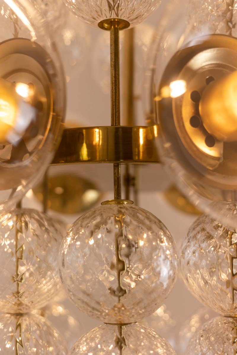Chandelier In Golden Brass And Blown Glass, 1970s, Ls56693600a-photo-7