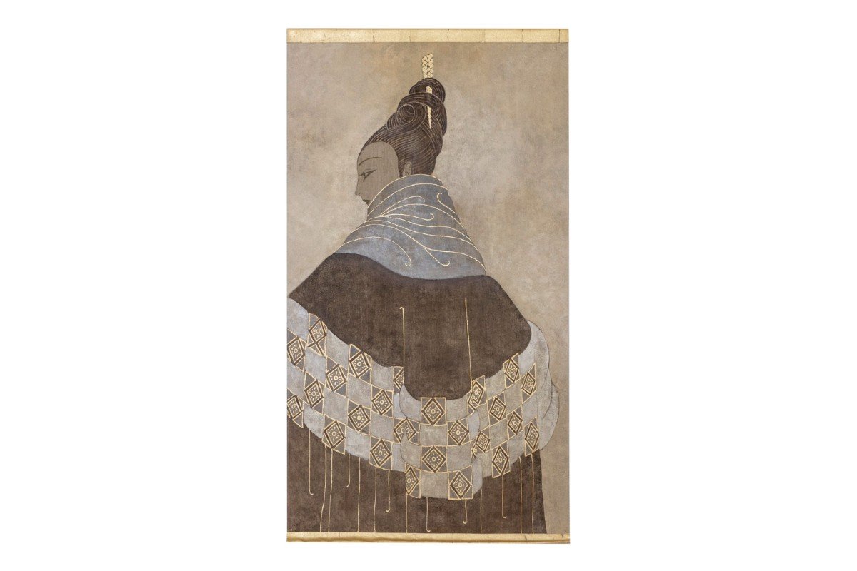 Toile Peinte Représentant Une élégante, Travail Contemporain, LS56371087B