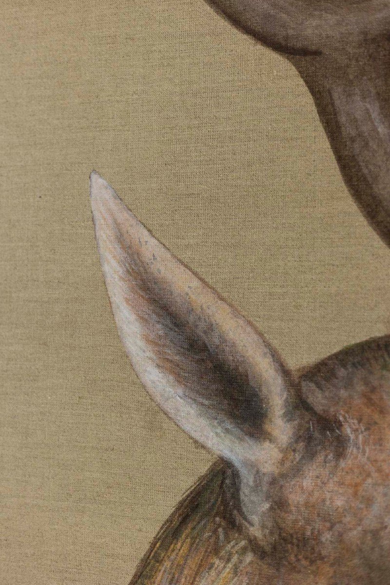 Painted Canvas Representing A Deer, Contemporary Work, Ls5647889c-photo-6