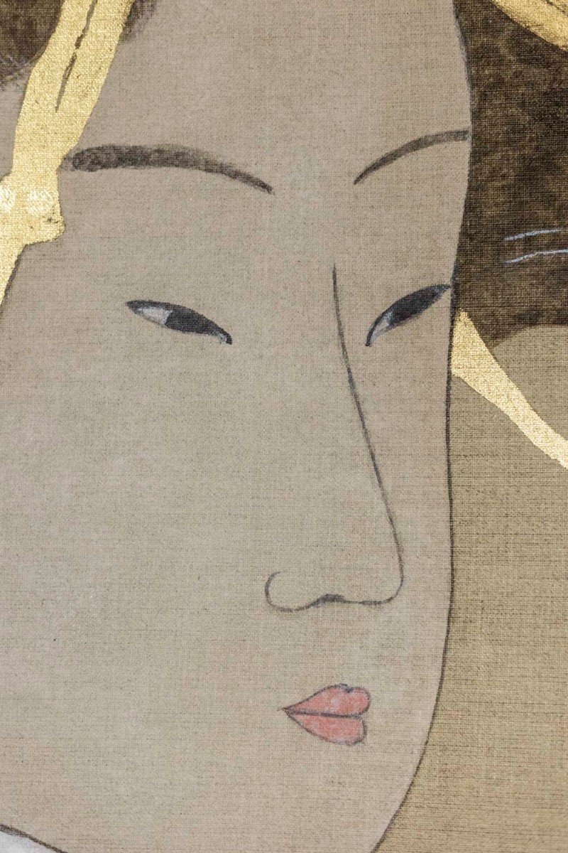 Painted Canvas Representing A Geisha, Contemporary Work, Ls5645887a-photo-6