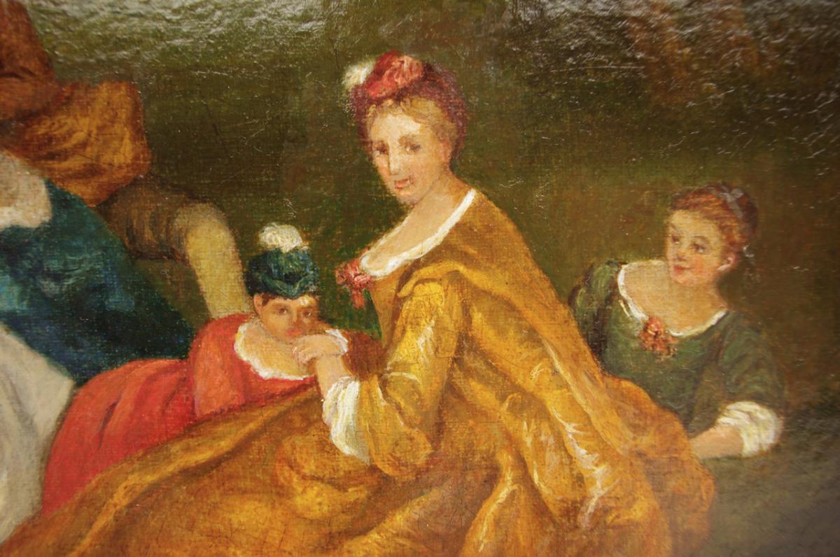 Nicolas Lancret, Scène galante champêtre, huile sur toile, XVIIIème siècle - LS21781601-photo-3