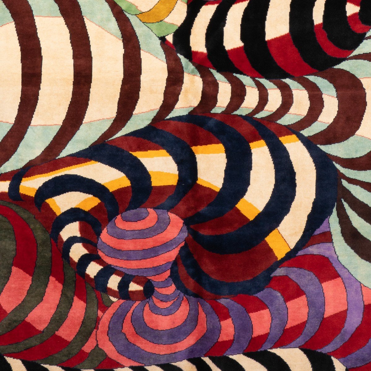 Carpet, Or Tapestry, With Spiral Patterns And Wool. Contemporary Work.-photo-3