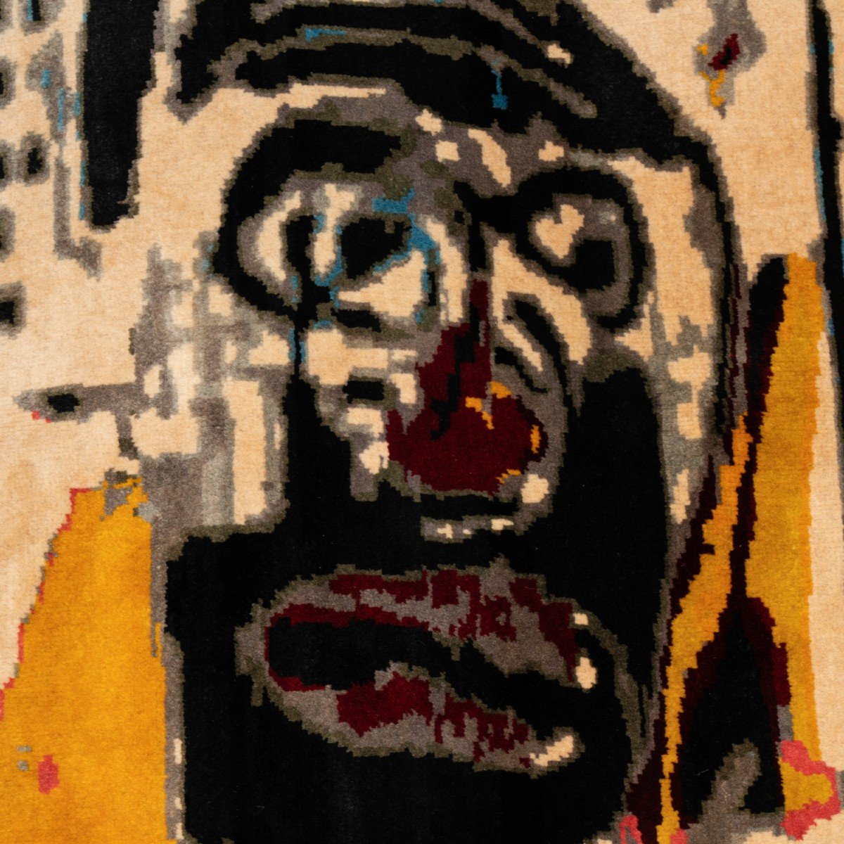 According To Jean-michel Basquiat. Carpet, Or “notary” Tapestry. Contemporary Work.-photo-3