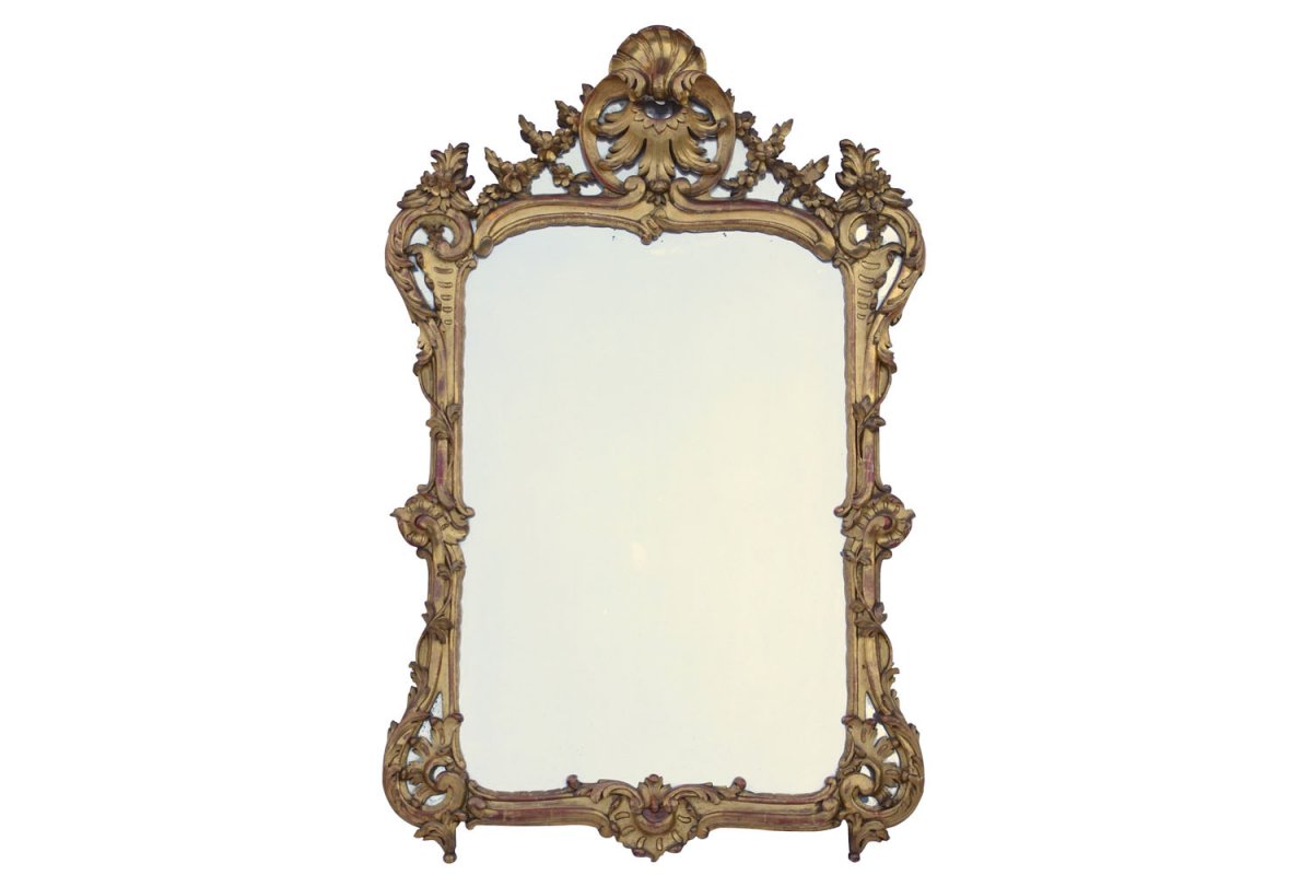 Miroir à parcloses de style Louis XV en bois doré, XIXe siècle - LS2582