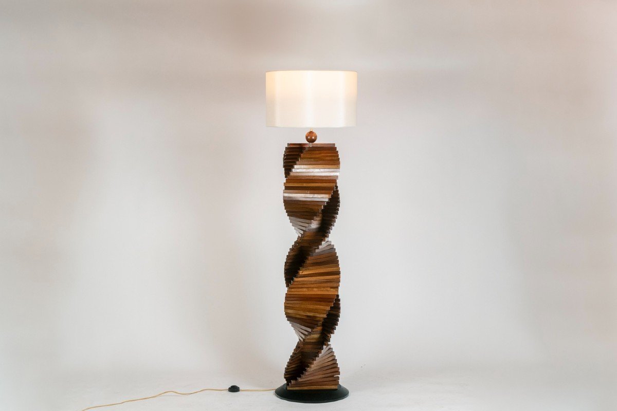 Wooden Lamp Base, Sculptural. 1980s-photo-5
