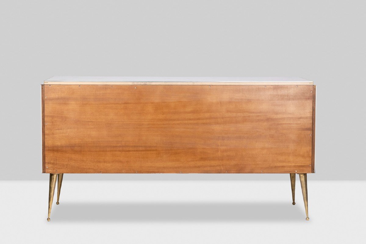 Geometric Sideboard In Glass And Golden Brass. Contemporary Italian Work.-photo-1