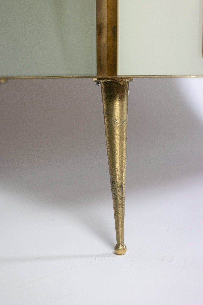 Geometric Sideboard In Glass And Golden Brass. Contemporary Italian Work.-photo-3