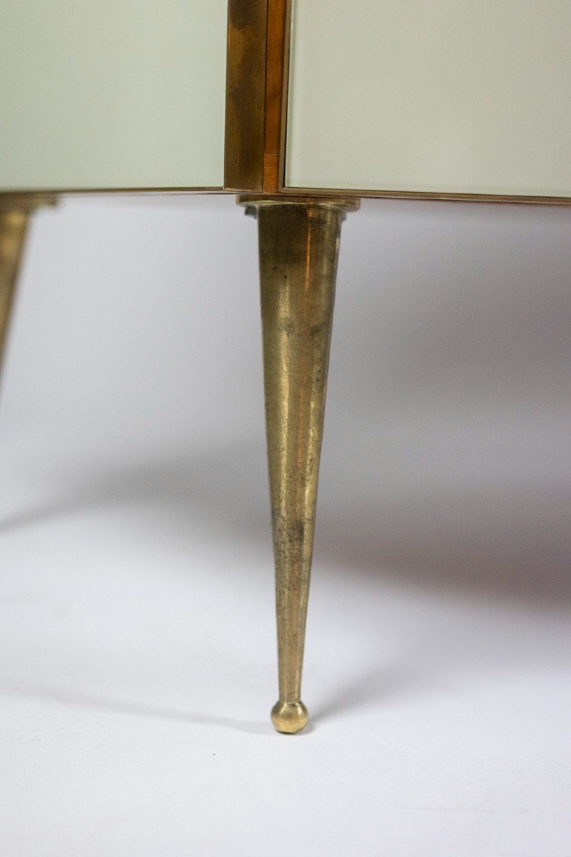 Geometric Sideboard In Glass And Golden Brass. Contemporary Italian Work.-photo-6