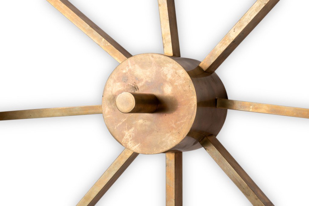 Angelo Lelli. Applique, Ou Suspension, En Laiton Et Opaline. Contemporain.-photo-3