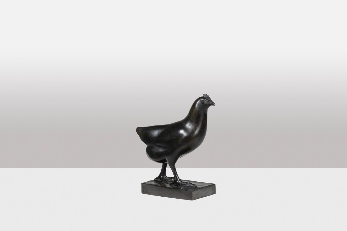 François Pompon. “hen”, Bronze, Print From 2006.-photo-4