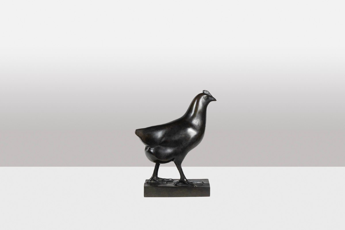 François Pompon. “hen”, Bronze, Print From 2006.-photo-8