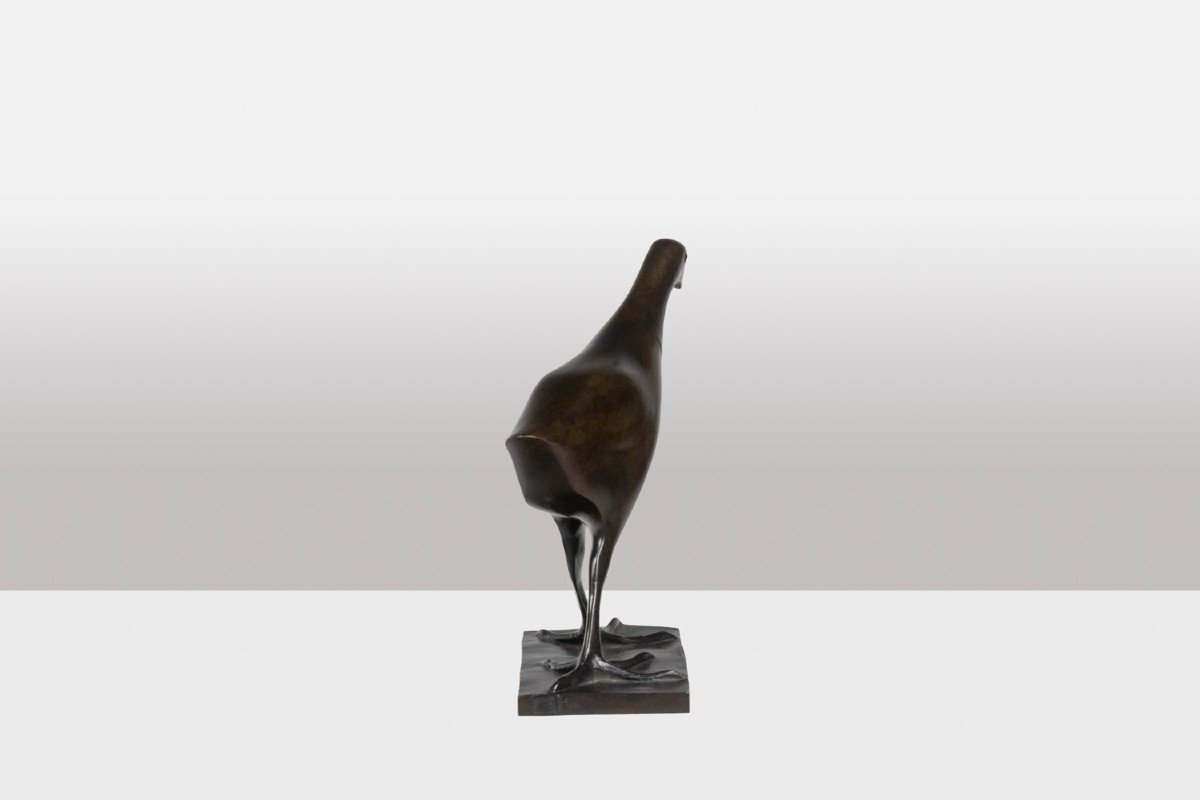 François Pompon. “water Hen”, Bronze, Print From 2006.-photo-4