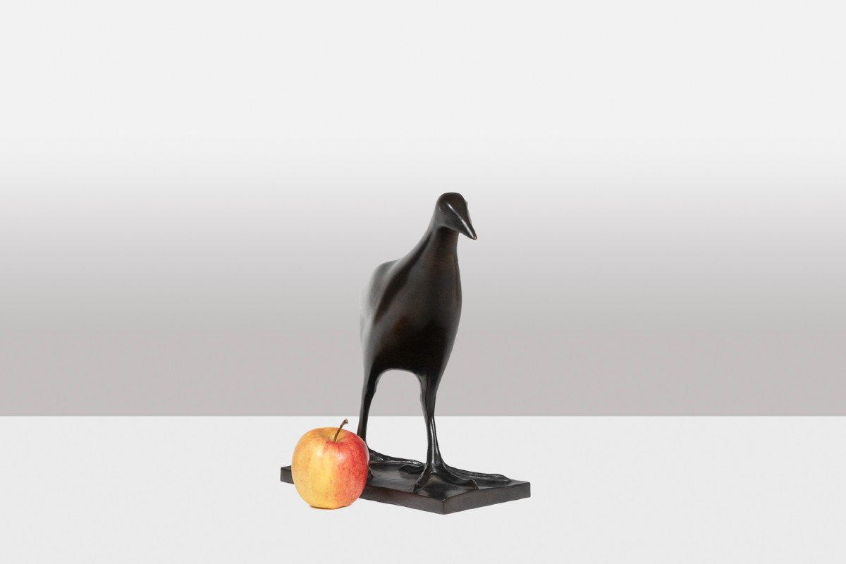 François Pompon. “water Hen”, Bronze, Print From 2006.-photo-1