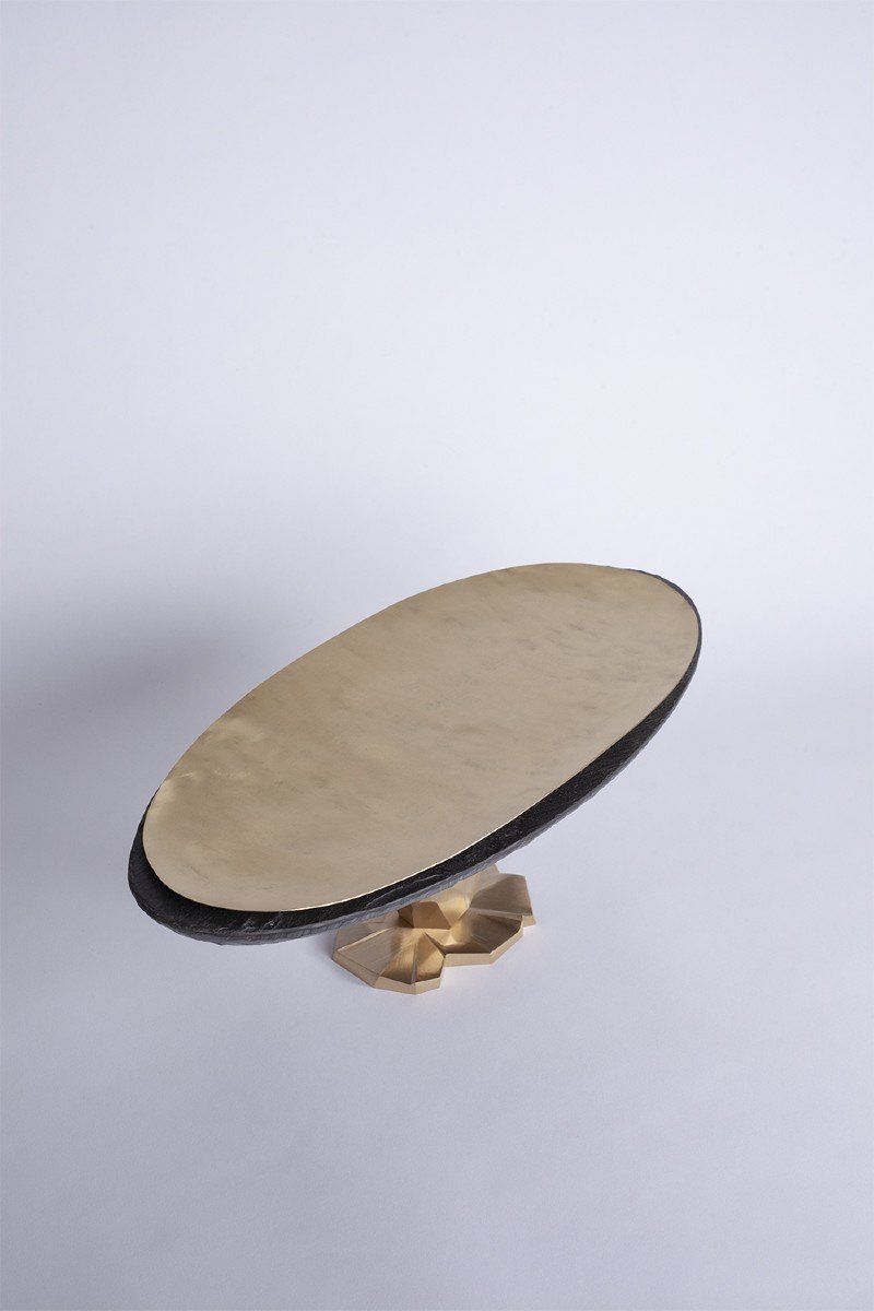 "pitoin" Cup In Slate In Hammered Brass. Contemporary Work. Ls5954637y-photo-3