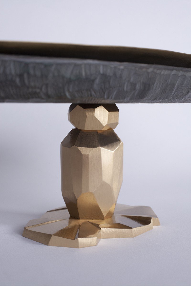 "pitoin" Cup In Slate In Hammered Brass. Contemporary Work. Ls5954637y-photo-2