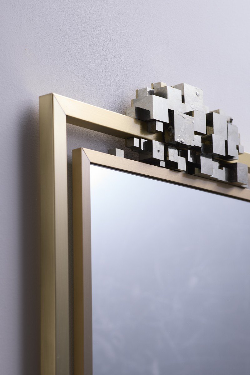 “boizot” Mirror In Brass And Pyrite. Contemporary Work. Ls5943897u-photo-2