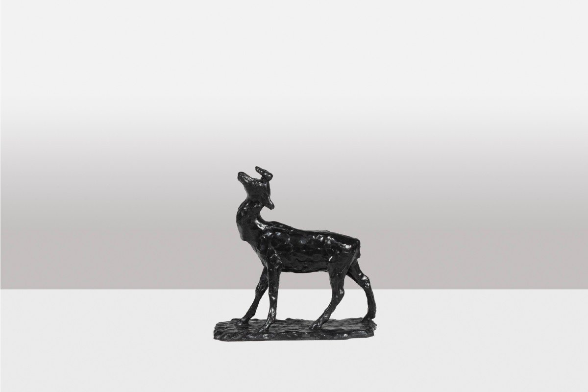 François Pompon. “deer Bramant”, Bronze, Print From 2006.-photo-4