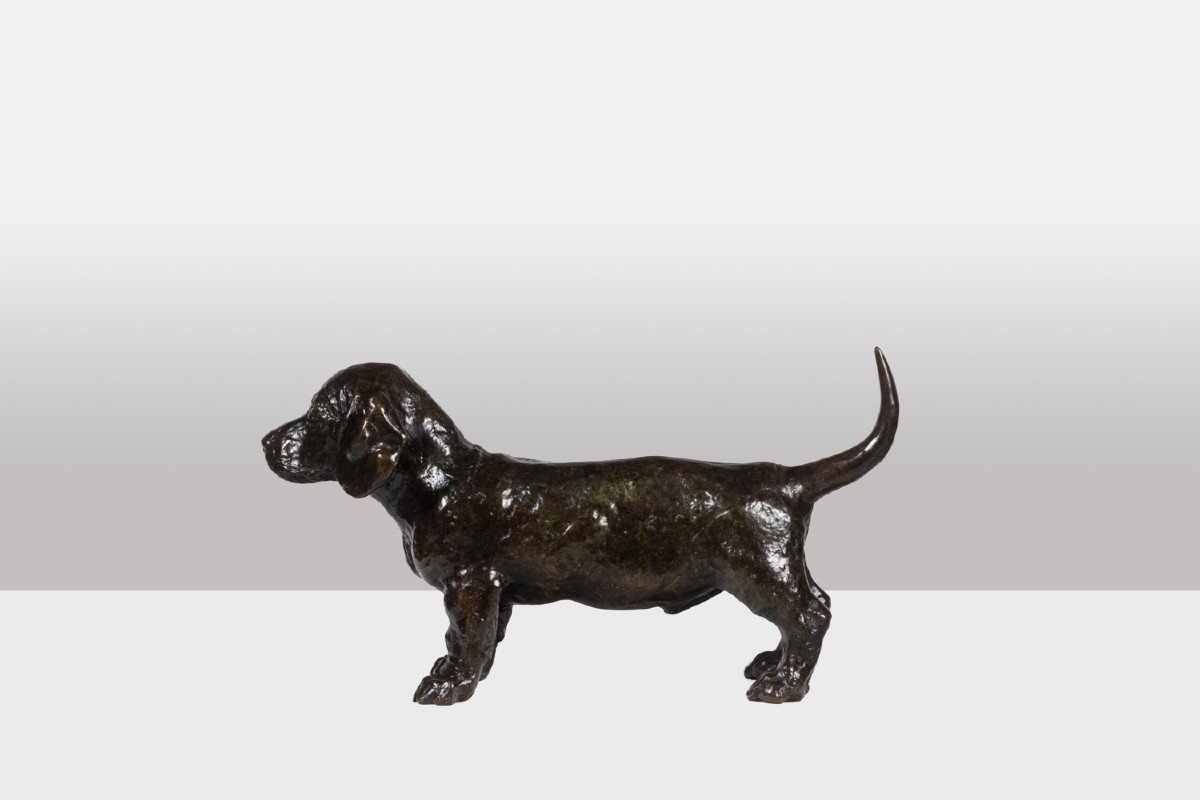 François Pompon. « Chien Basset Toc », Bronze, Tirage De 2006.-photo-2