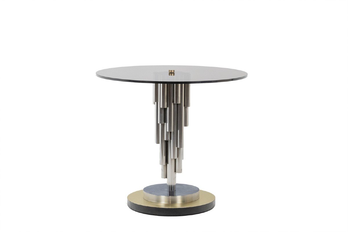 “organ” Pedestal Table In Chromed Metal. 1970s.