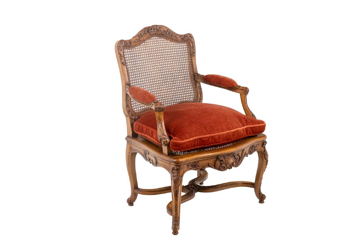 Jean Mocqué, Pair Of Regency Style Cane Armchairs, 20th Century, Ls4699701-photo-2