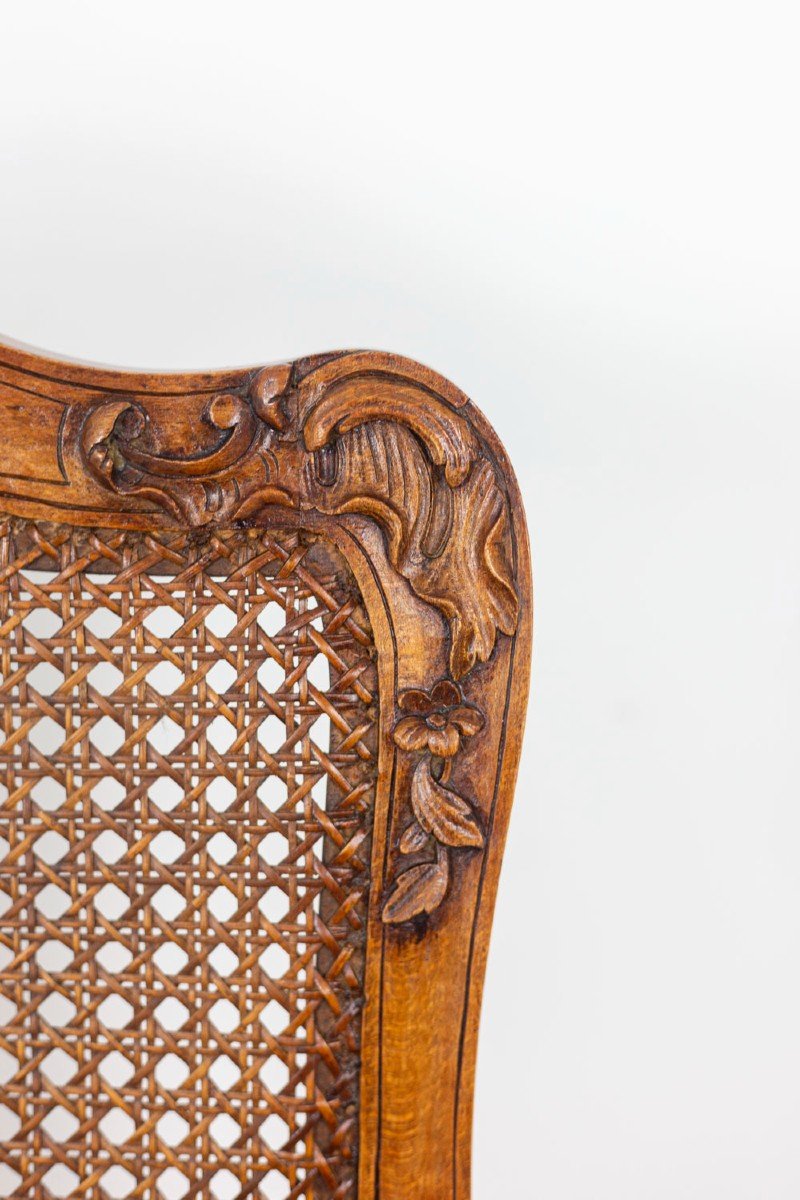 Jean Mocqué, Pair Of Regency Style Cane Armchairs, 20th Century, Ls4699701-photo-3