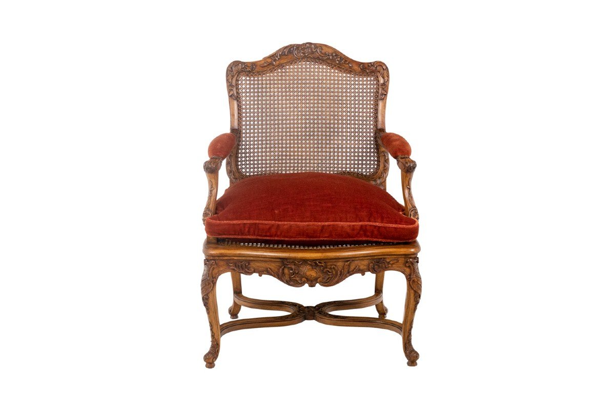 Jean Mocqué, Pair Of Regency Style Cane Armchairs, 20th Century, Ls4699701-photo-8
